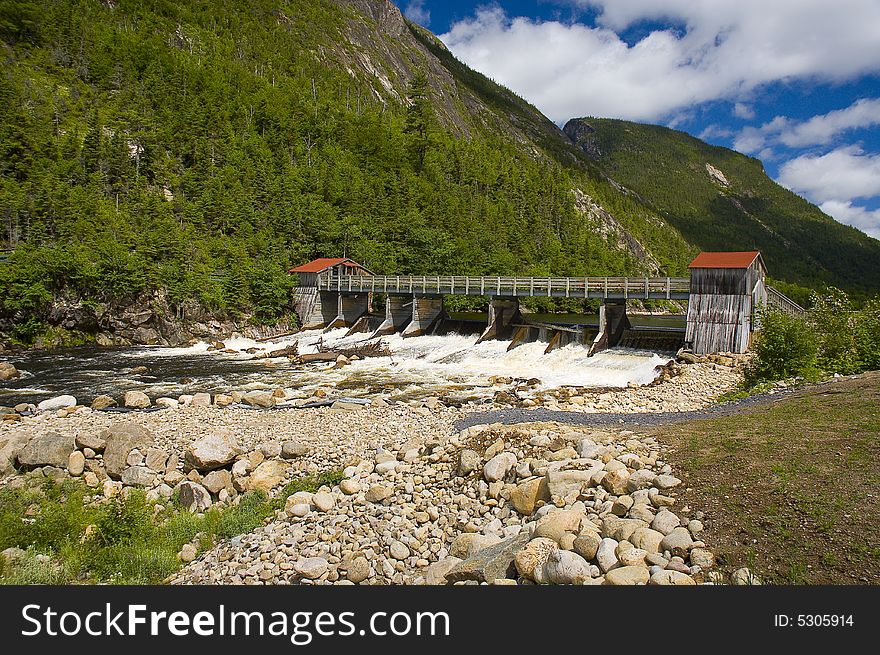 Beautiful landscape with mountains river and forest