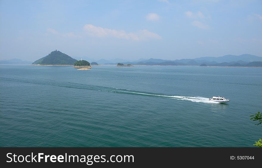 A speed boat on the sea. A speed boat on the sea