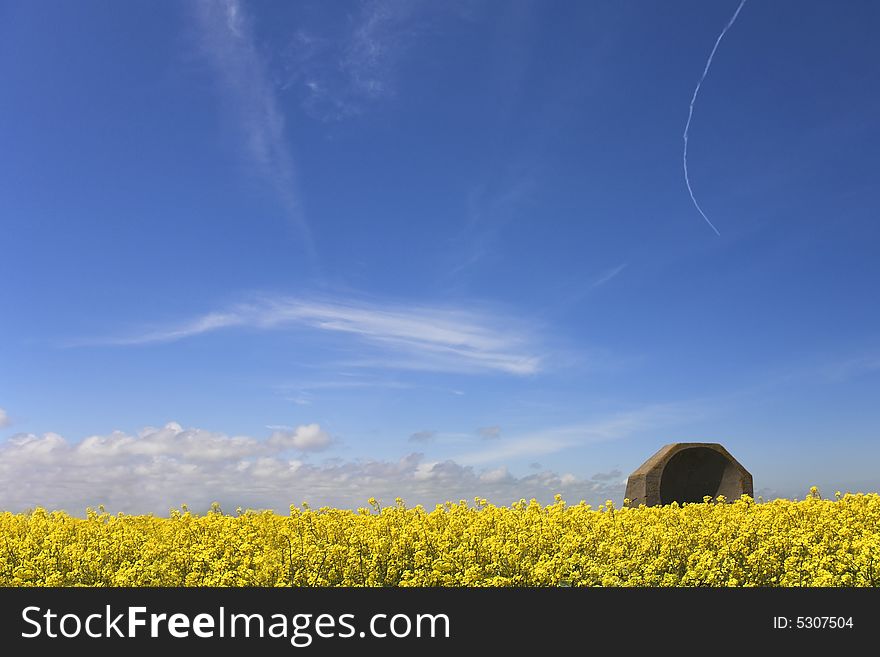 Wartime Reflector dish in open countryside