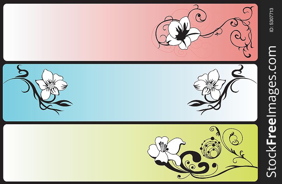 Set of three floral banners