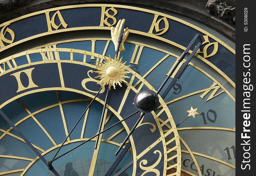 Details of the astronomical clock. Prague. Czech Republic