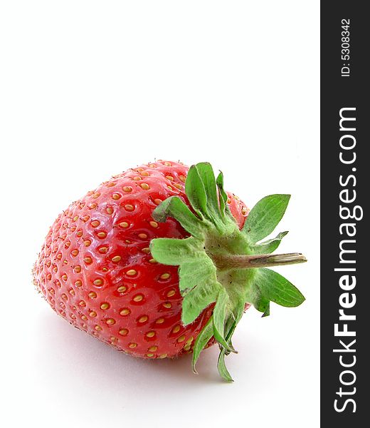 Juicy strawberry isolated over white background, concept of healthy organic, homegrown food and diet.