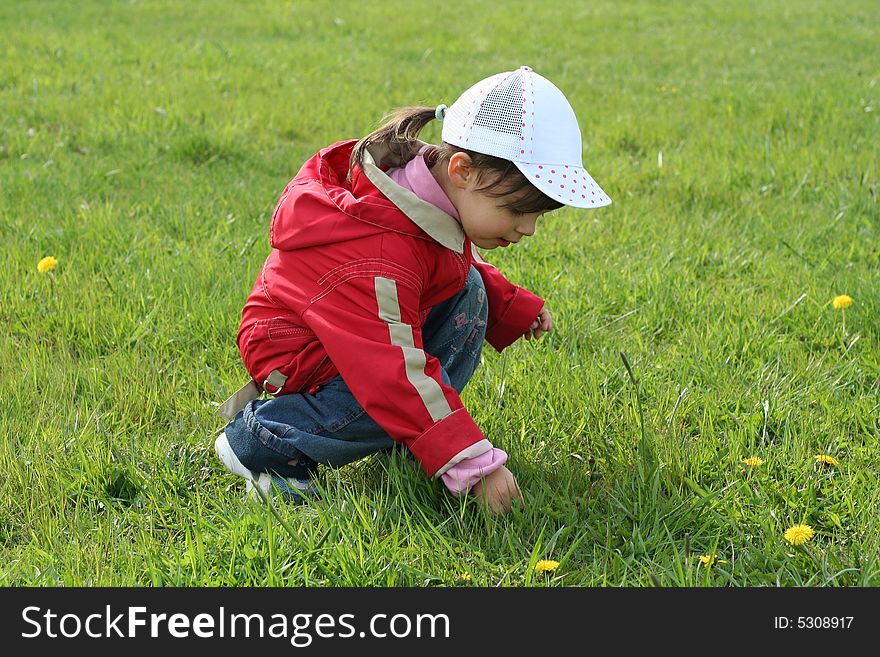 Little girl in red coat