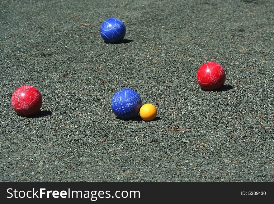 A Blue bocce ball scores
