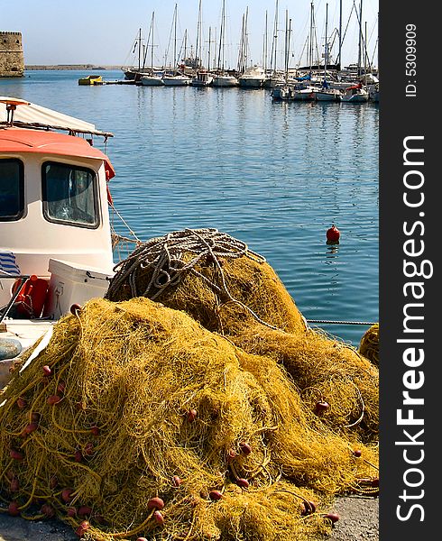 Old harbor with boats in Heraklion, Crete. Old harbor with boats in Heraklion, Crete