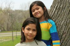 Two Sisters Outdoors Royalty Free Stock Image