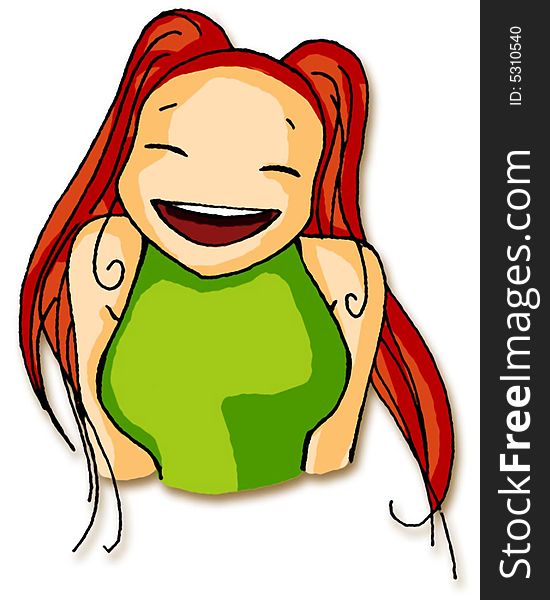 Cute girl smile love happy funny fun cartoon style character. Cute girl smile love happy funny fun cartoon style character