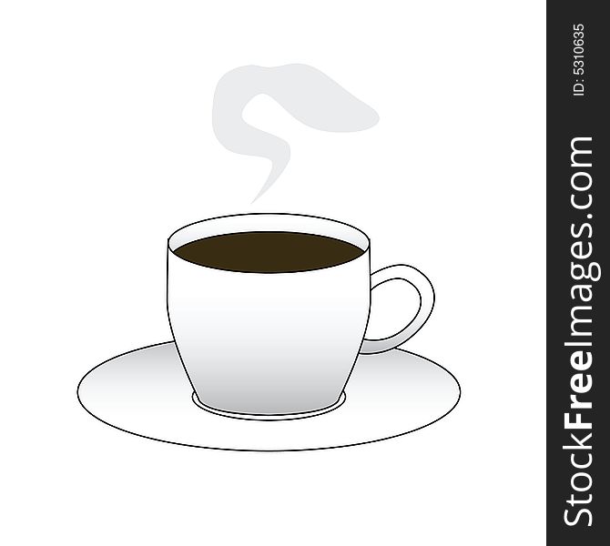 Vector illustration of a cup with steaming coffee. Vector illustration of a cup with steaming coffee