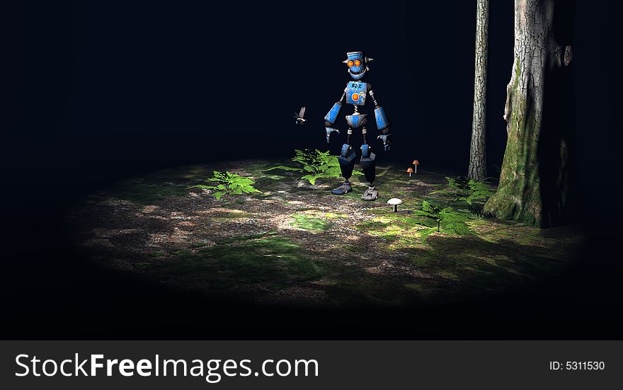 Cg render of cartoon robot