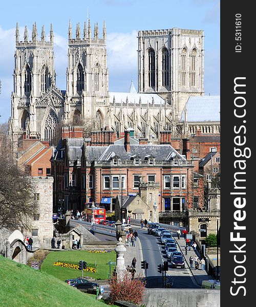 View of City of York with the Minster in background. View of City of York with the Minster in background