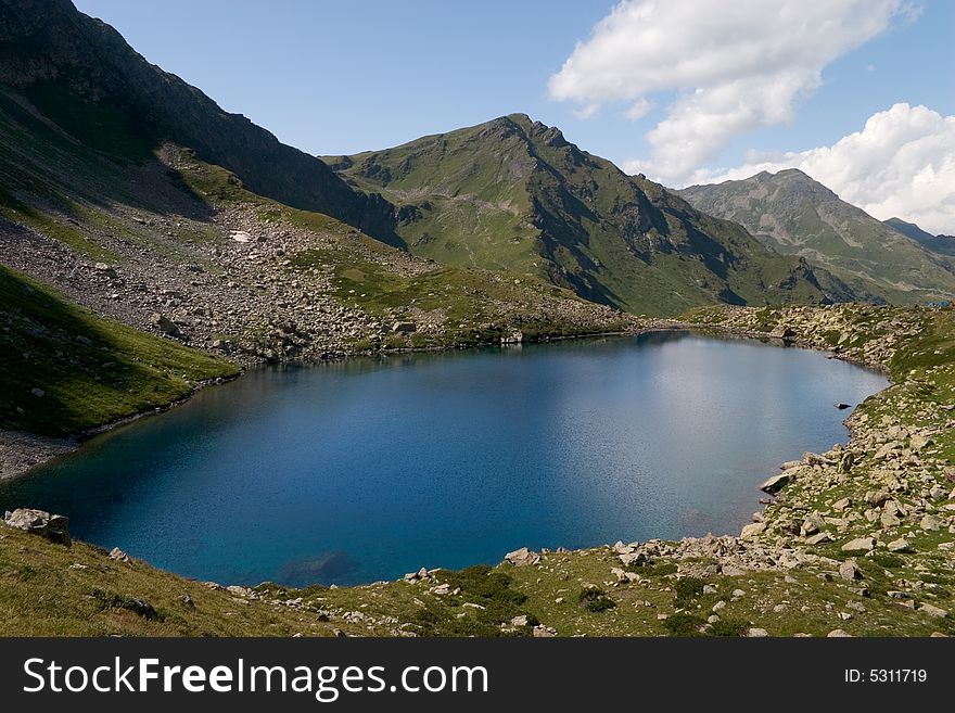 Lake in the Caucasus mountains