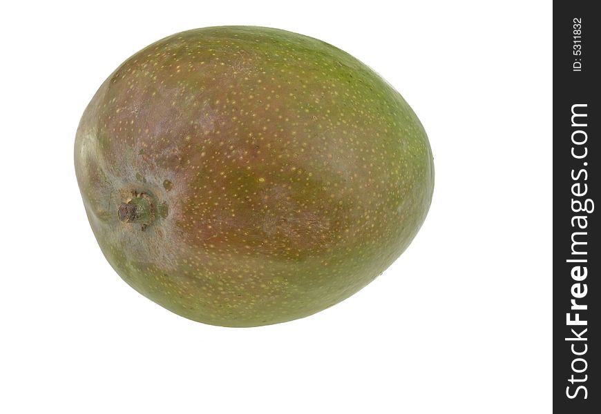 Juicy whole mango isolated against white background