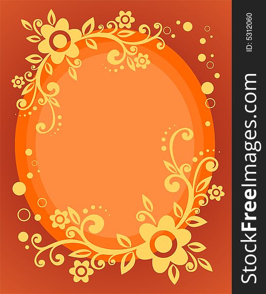 Stylized flowers frame on an orange background. Stylized flowers frame on an orange background.