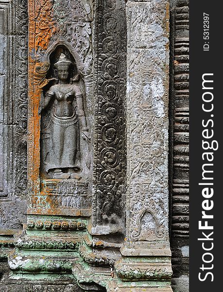 Cambodia; Angkor; Ta Prohm temple; Apsara