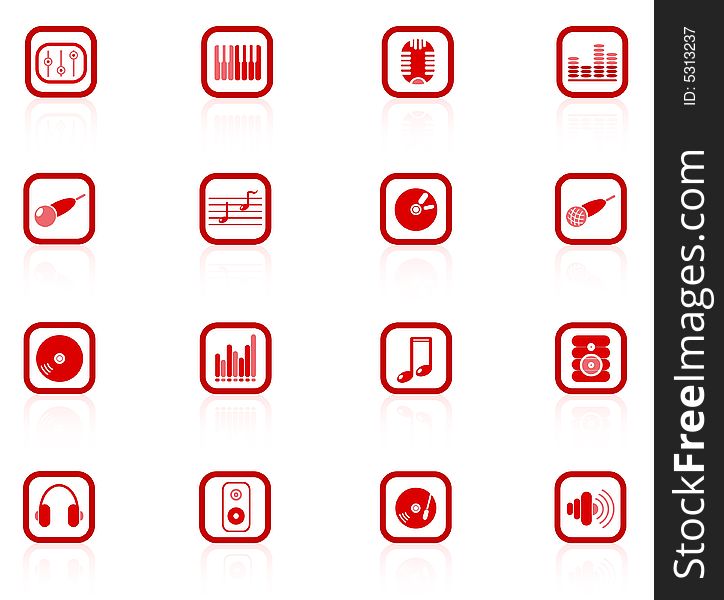 Music and audio raster icons. Vector version is available in my portfolio. Music and audio raster icons. Vector version is available in my portfolio