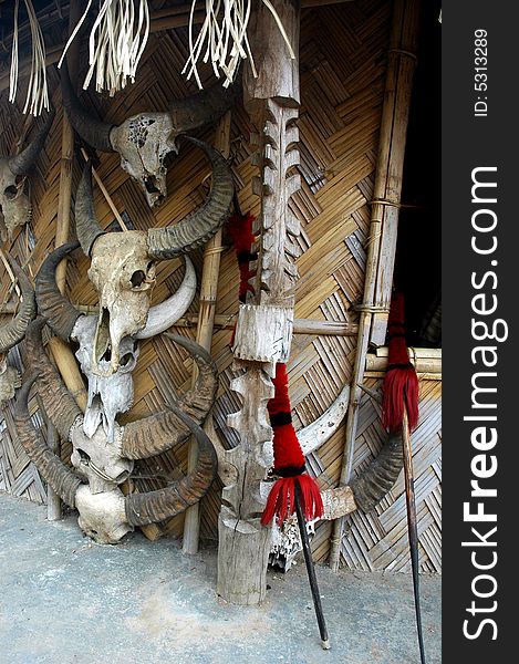 A view of the traditional hut of Naga tribes of Nagaland. A view of the traditional hut of Naga tribes of Nagaland