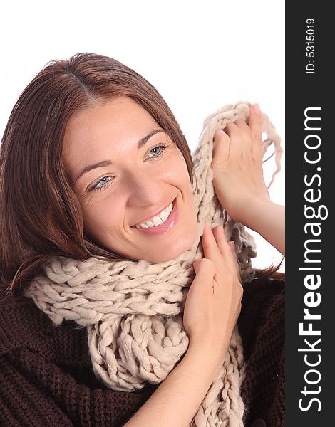 Beautiful young a woman on white background