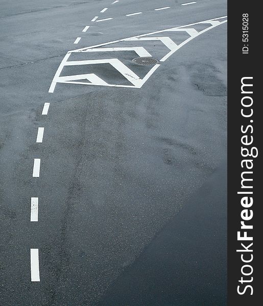 Traffic lines on asphalt as an abstract design