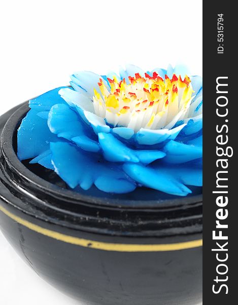 Flower soap carving with blue petals. Flower soap carving with blue petals