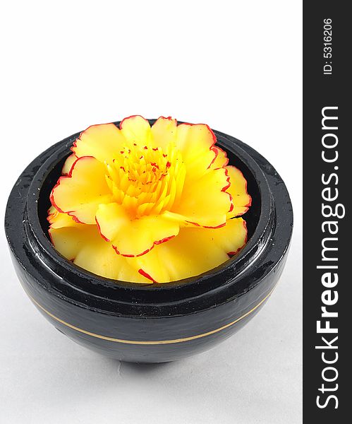 Flower soap carving with yellow petals. Flower soap carving with yellow petals