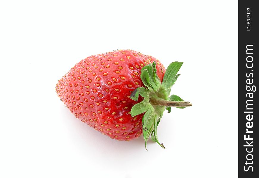 Juicy strawberry isolated over white background, concept of healthy organic, homegrown food and diet.