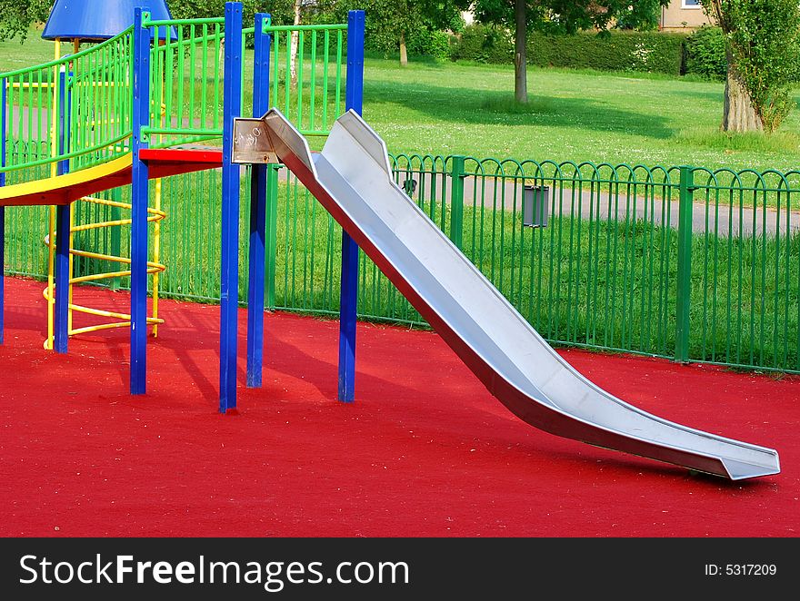 Close up shot of a slide in a playground. Close up shot of a slide in a playground