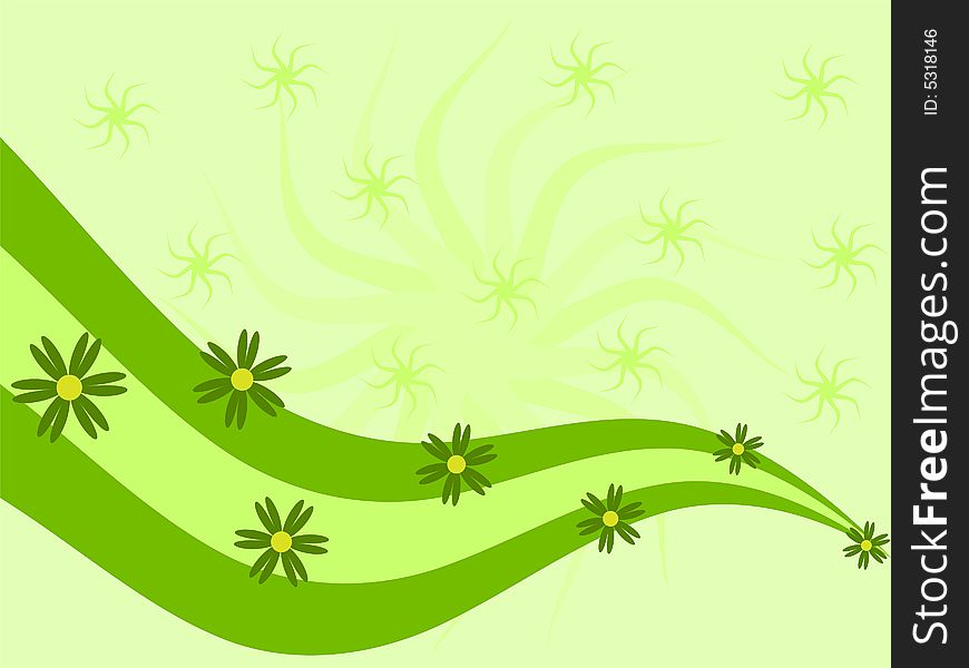 Green background with flower