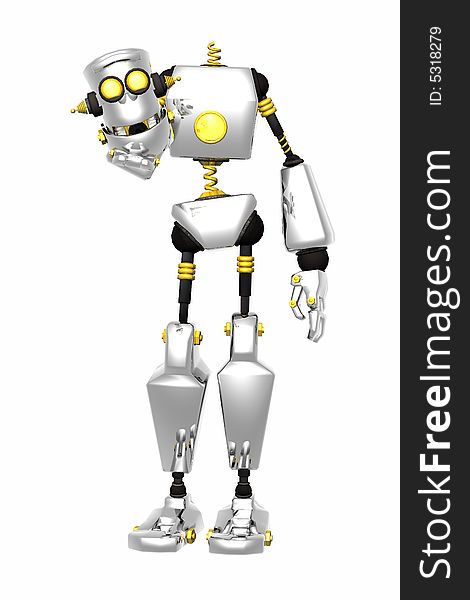 Cartoon Robot Holding Head