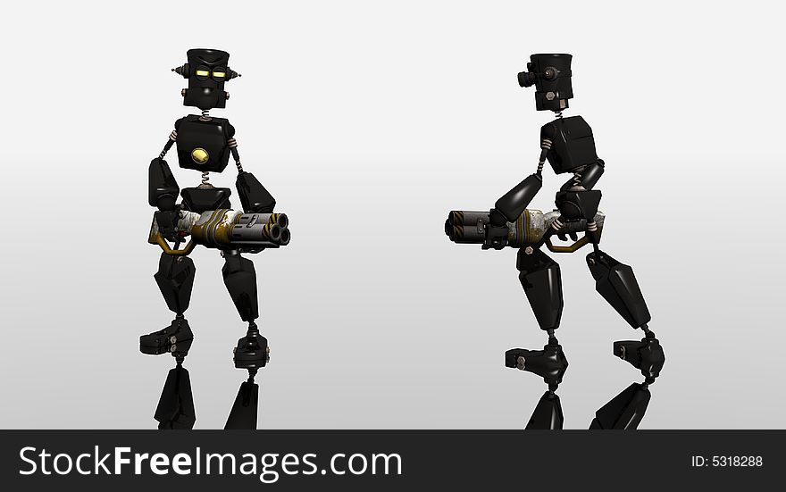 Cartoon Robots With Guns