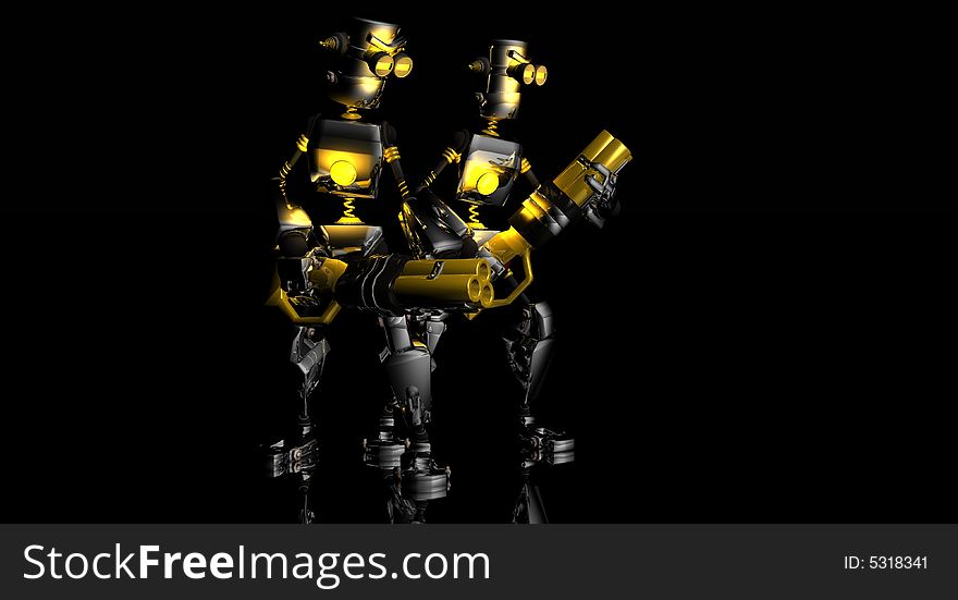 Cartoon Robots With Guns