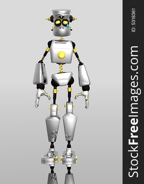 Cg render of cartoon robot. Cg render of cartoon robot