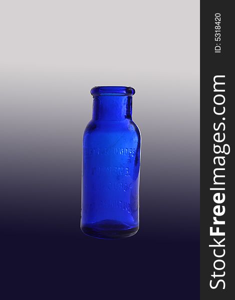 Old Blue Medicine Bottle With Clipping Path