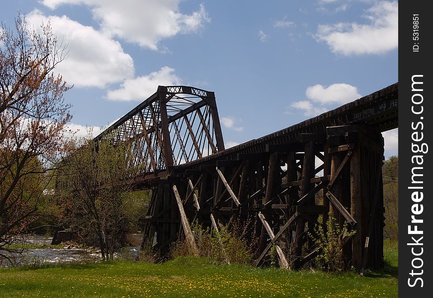 Old railroad bridge over a river