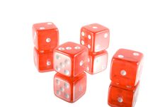 Four Red Glass Dices On White Background Stock Image