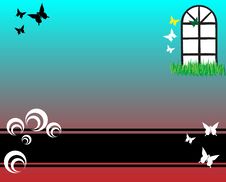 Window And Butterflies Royalty Free Stock Photos