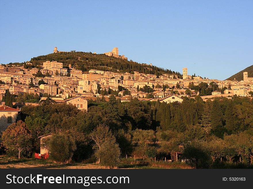 A view of the town of Assisi in Umbria, Italy. A view of the town of Assisi in Umbria, Italy