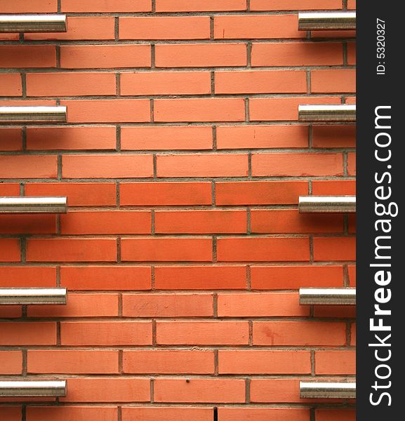 Red Brick Wall with Steel Cores