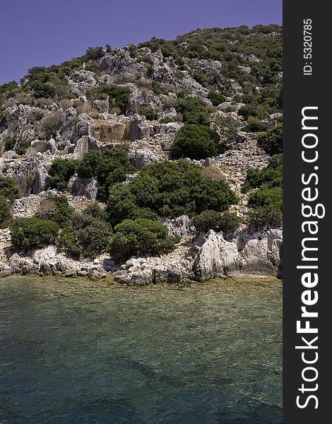 Blue sky and  turquoise waters in Turkey. Blue sky and  turquoise waters in Turkey