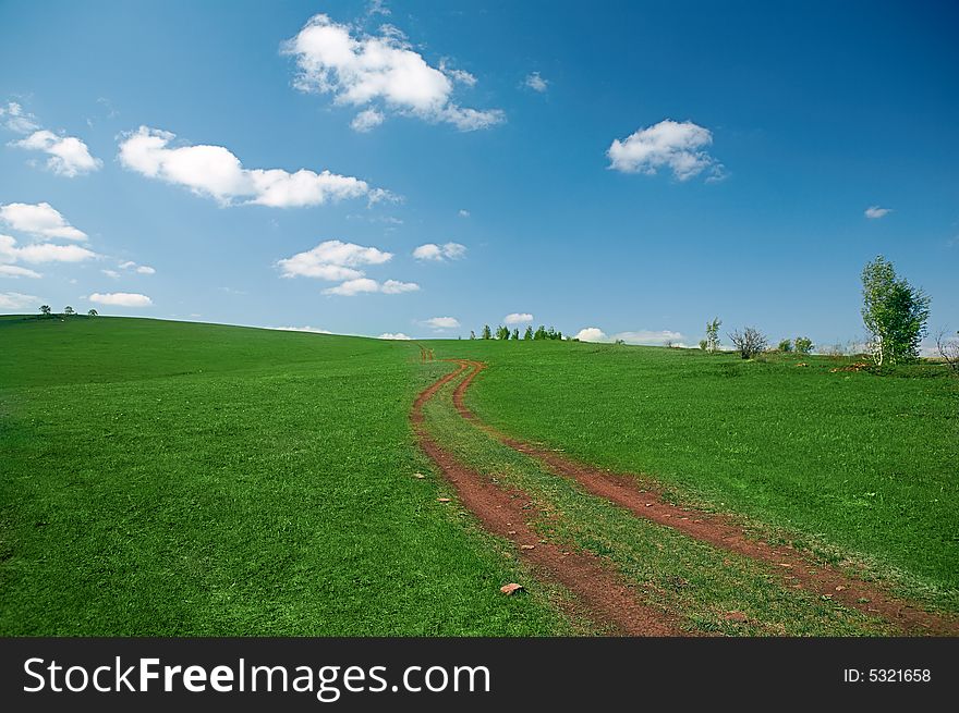 Landscape road in field