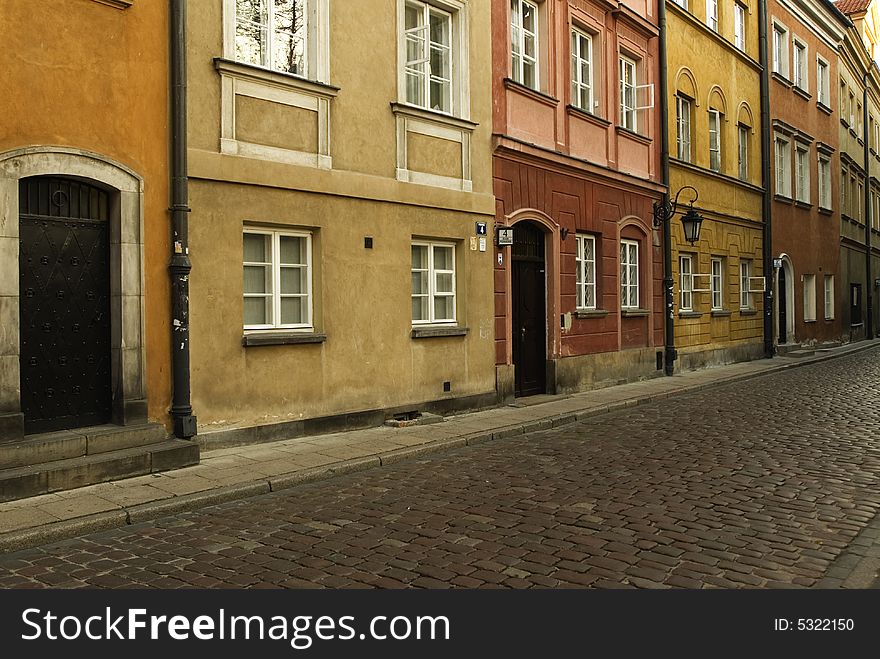 Cobble stone street old city warsaw