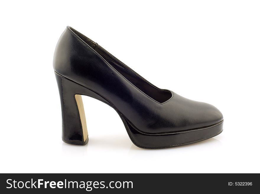 Black leather shoe isolated