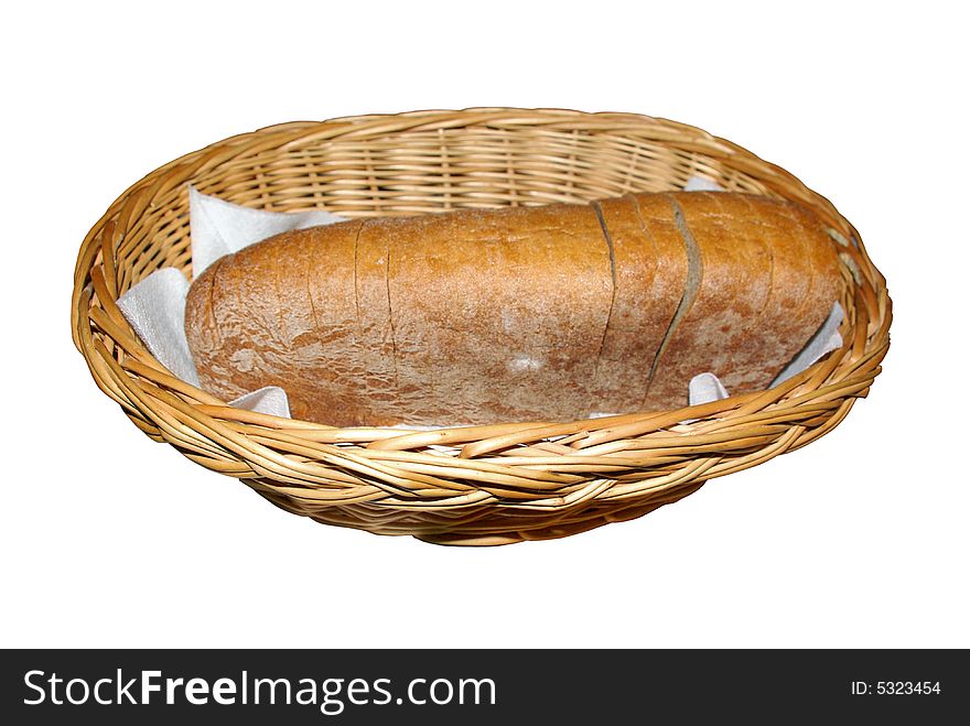 Bread in the basket on the white background