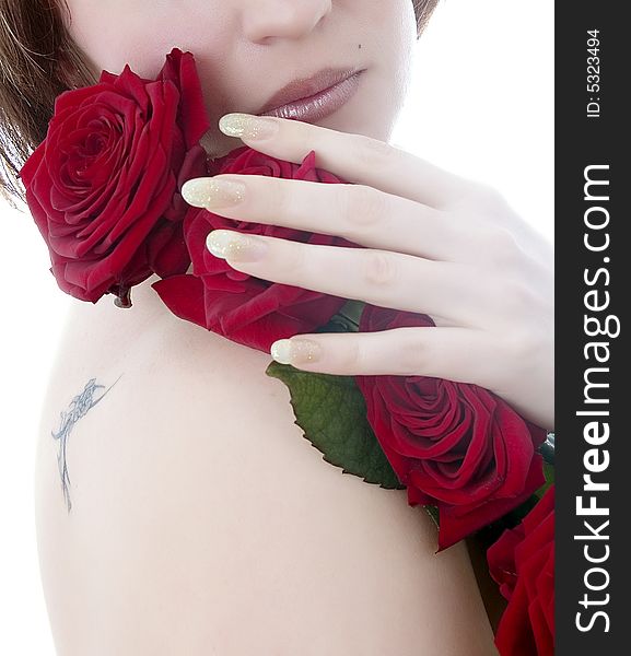 Beauty Women with red rose