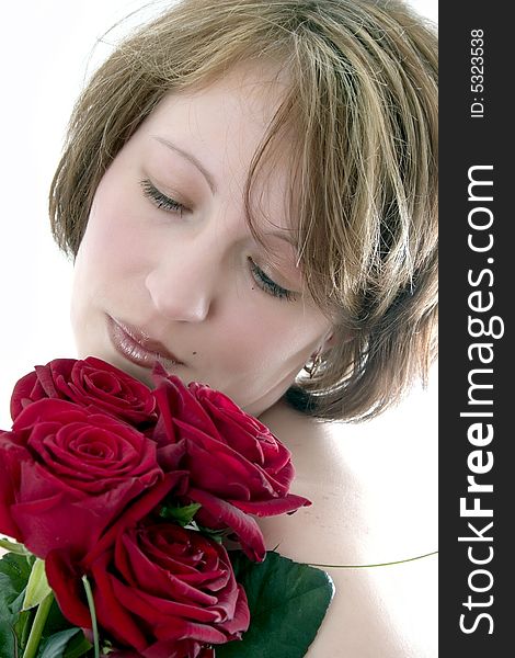 Beauty Women with red rose