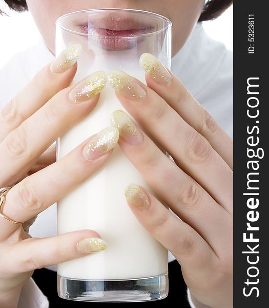 Young Female with Glass of Milk