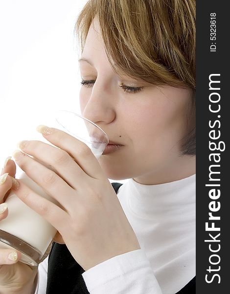 Young Female with Glass of Milk