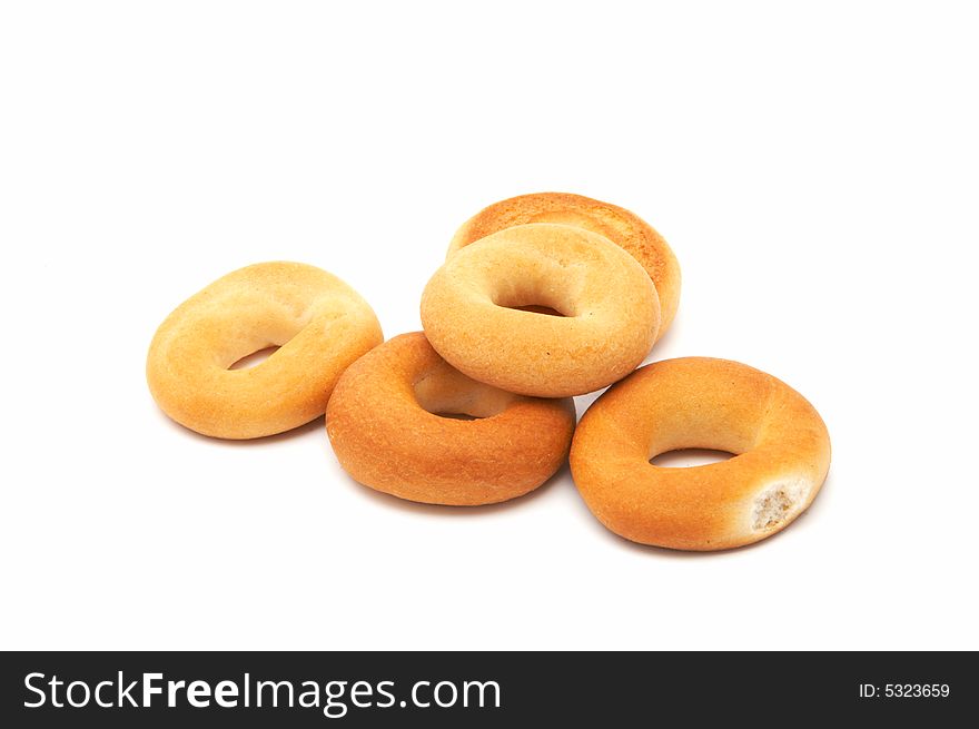 Ring-shaped cracknels (sooshkas) in white background