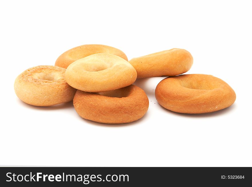 Ring-shaped cracknels (sooshkas) in white background