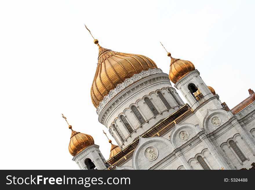 The white orthodox church in Moscow, Russia