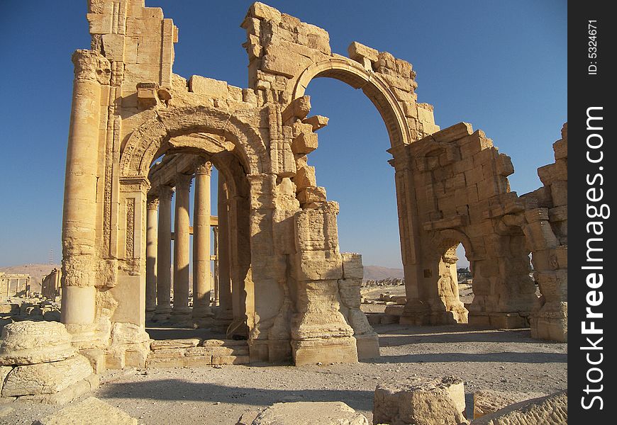 Ancient ruins in desert, Syria. Ancient ruins in desert, Syria